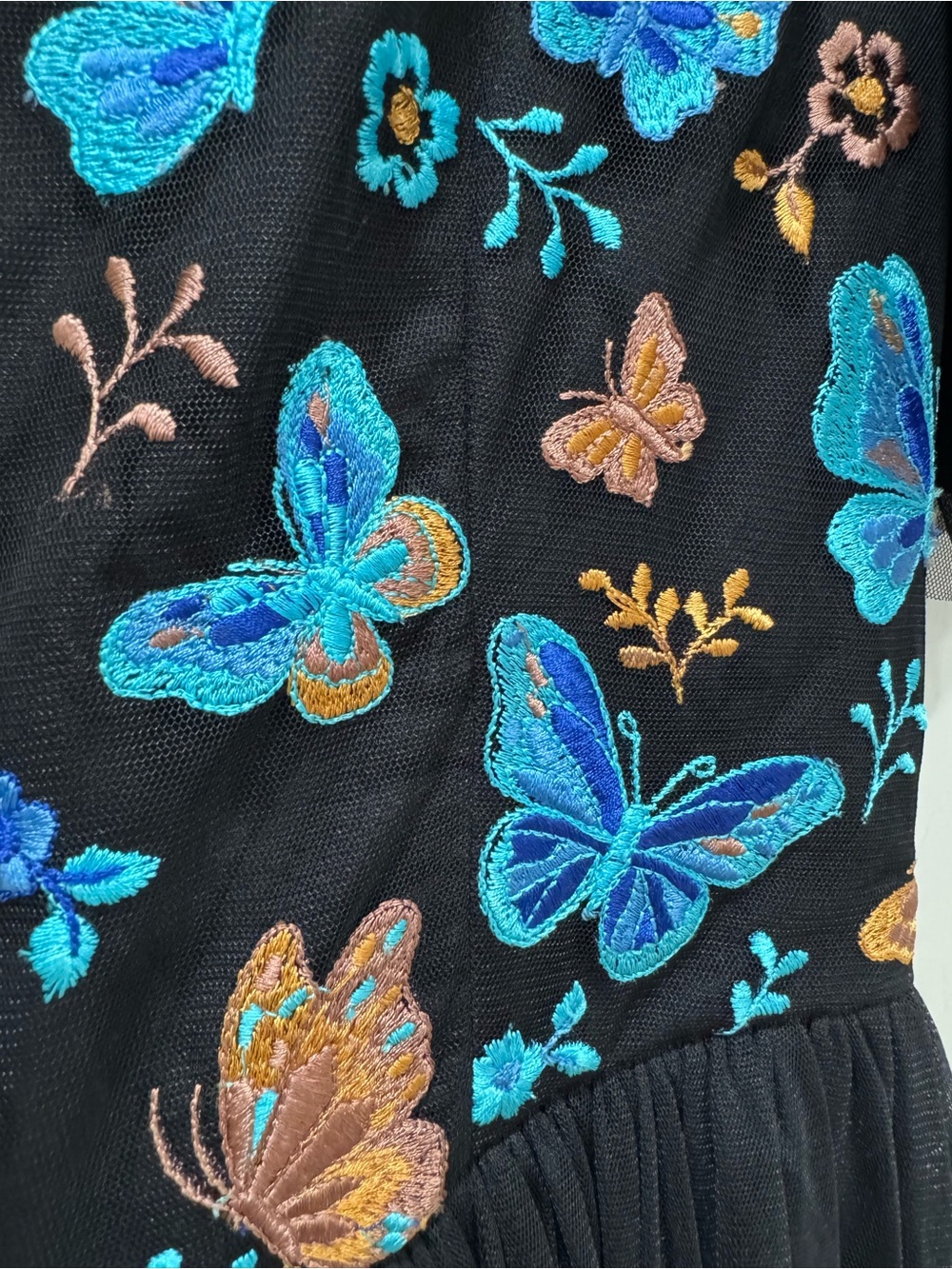 EUC JessaKae Midnight Monarch Dress Butterfly Black Blue Women's Large - Picture 8 of 16